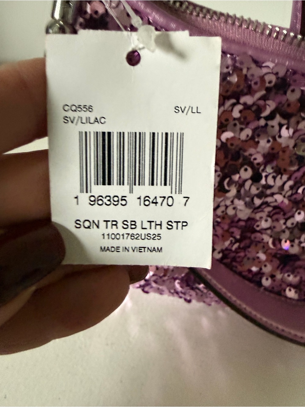 Coach Teri Mini Sequin Lilac Bag NWT - Picture 5 of 6